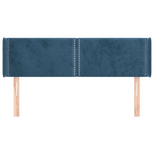 Sengegavl med kanter 147x16x78/88 cm fløjl mørkeblå