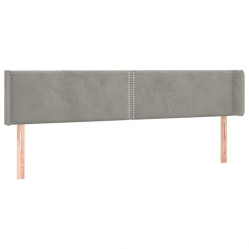 Sengegavl med kanter 163x16x78/88 cm fløjl lysegrå