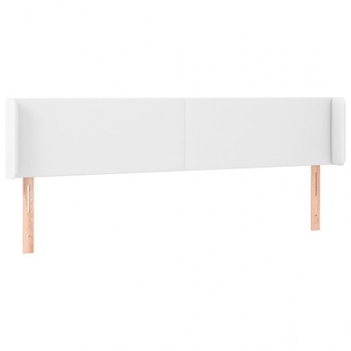 Sengegavl med kanter 163 x 16 x 78/88 cm kunstlæder - hvid