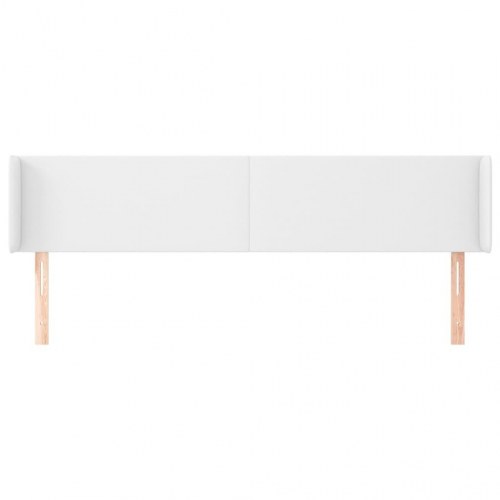 Sengegavl med kanter 163 x 16 x 78/88 cm kunstlæder - hvid