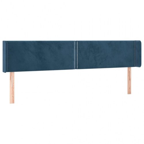 Sengegavl med kanter i fløjl - 163×16×78/88 cm, mørkeblå