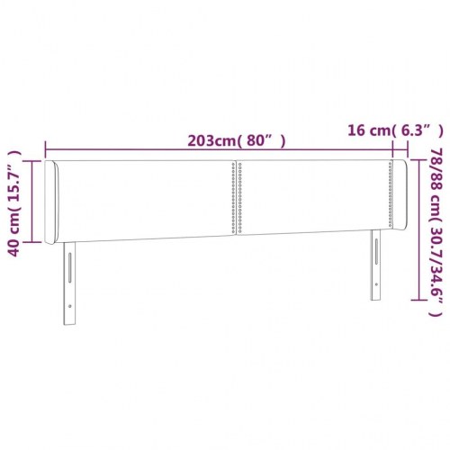 Sengegavl med kanter i fløjl 203 x 16 x 78/88 cm - sort