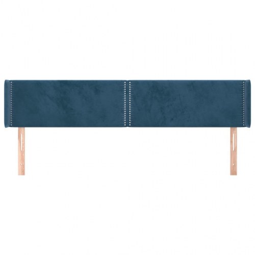 Sengegavl med kanter i fløjl 203 x 16 x 78/88 cm - mørkeblå