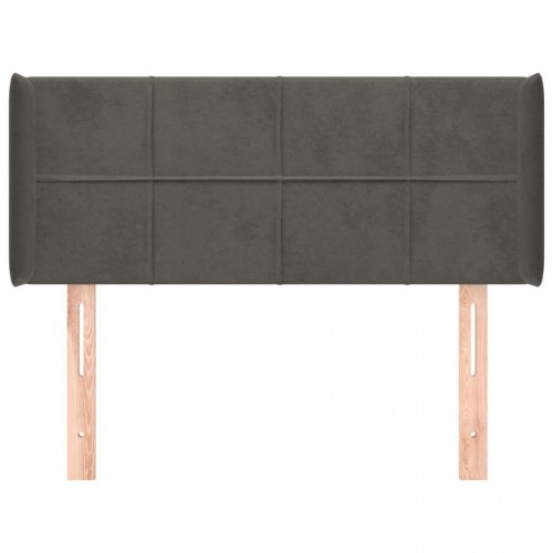 Sengegavl med kanter i fløjl 83 x 16 x 78/88 cm - mørkegrå