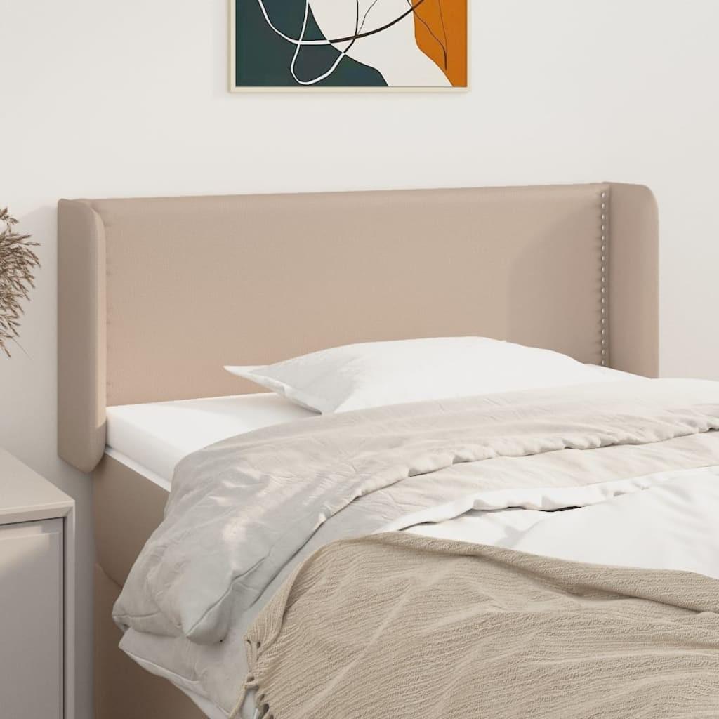 Sengegavl med kanter 83x16x78/88 cm kunstlæder cappuccino