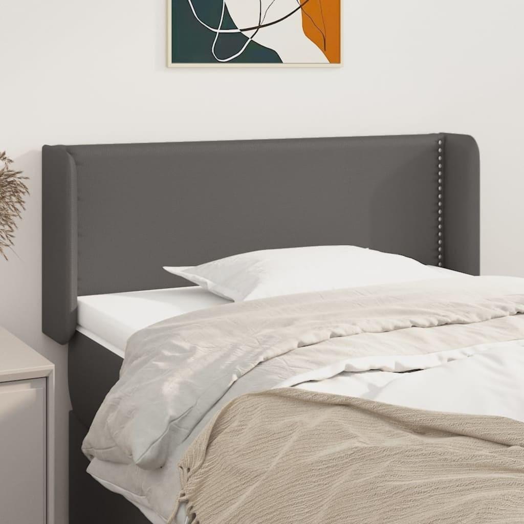 Sengegavl med kanter 93x16x78/88 cm kunstlæder grå