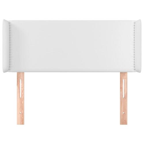 Sengegavl med kanter 103x16x78/88 cm kunstlæder hvid