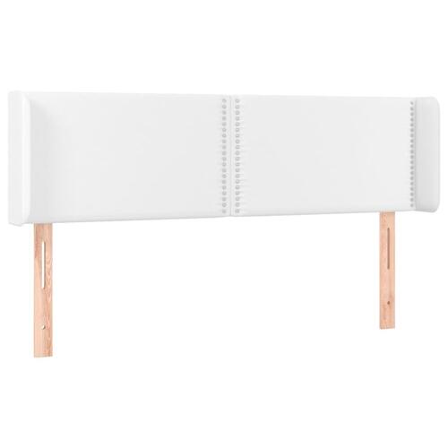 Sengegavl med kanter 147x16x78/88 cm kunstlæder hvid