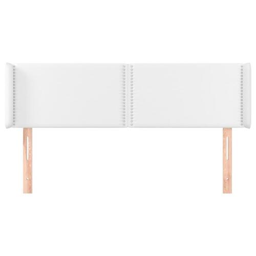 Sengegavl med kanter 147x16x78/88 cm kunstlæder hvid