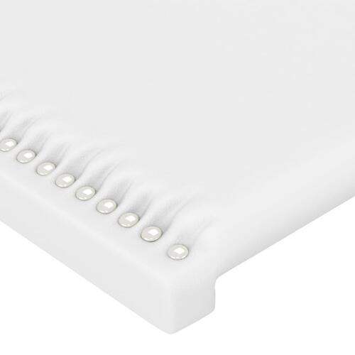 Sengegavl med kanter 147x16x78/88 cm kunstlæder hvid
