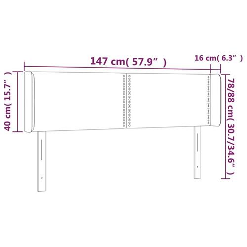 Sengegavl med kanter 147x16x78/88 cm kunstlæder hvid