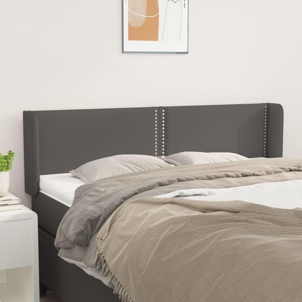 Sengegavl med kanter 147x16x78/88 cm kunstlæder grå