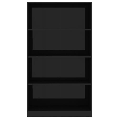 Bogreol med 4 hylder 80 x 24 x 142 cm spånplade sort højglans