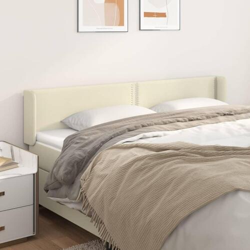 Sengegavl med kanter 183x16x78/88 cm kunstlæder cremefarvet