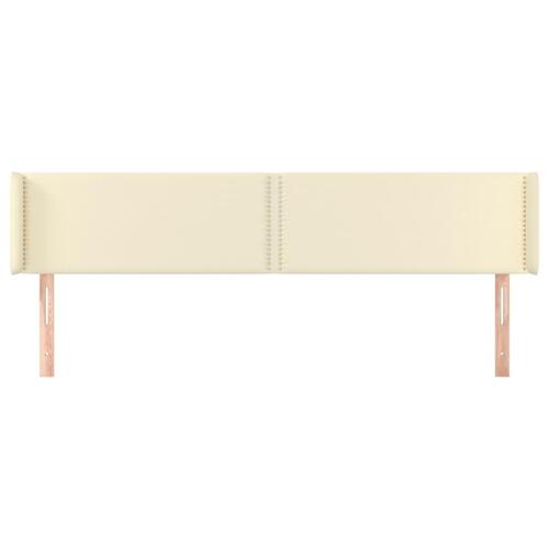 Sengegavl med kanter 183x16x78/88 cm kunstlæder cremefarvet