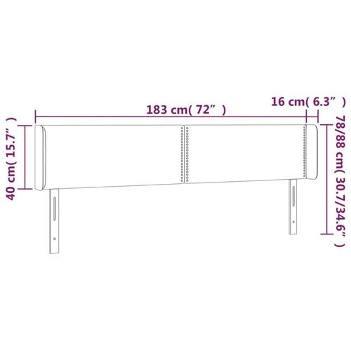 Sengegavl med kanter 183x16x78/88 cm kunstlæder cremefarvet
