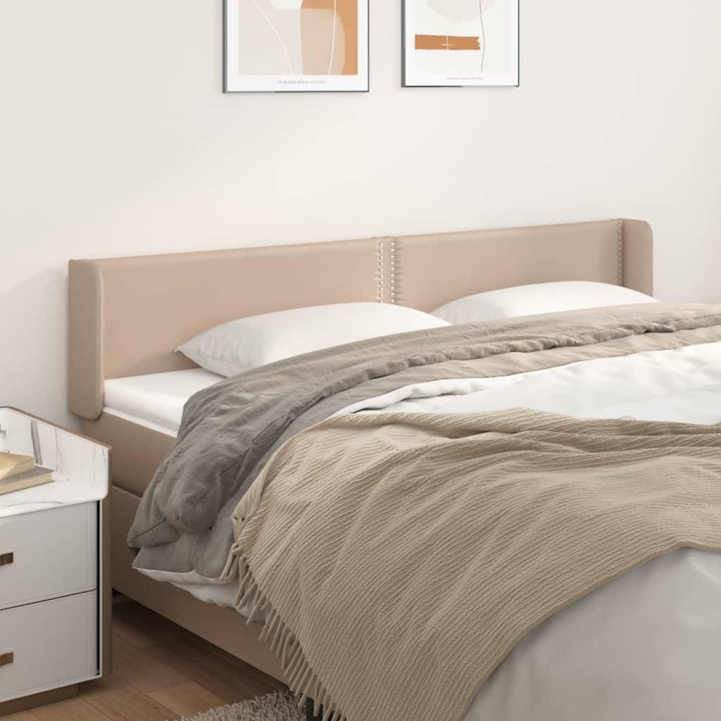 Sengegavl med kanter 183x16x78/88 cm kunstlæder cappuccino