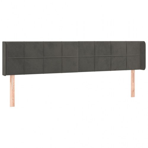 Sengegavl med kanter i fløjl 183 x 16 x 78/88 cm - mørkegrå