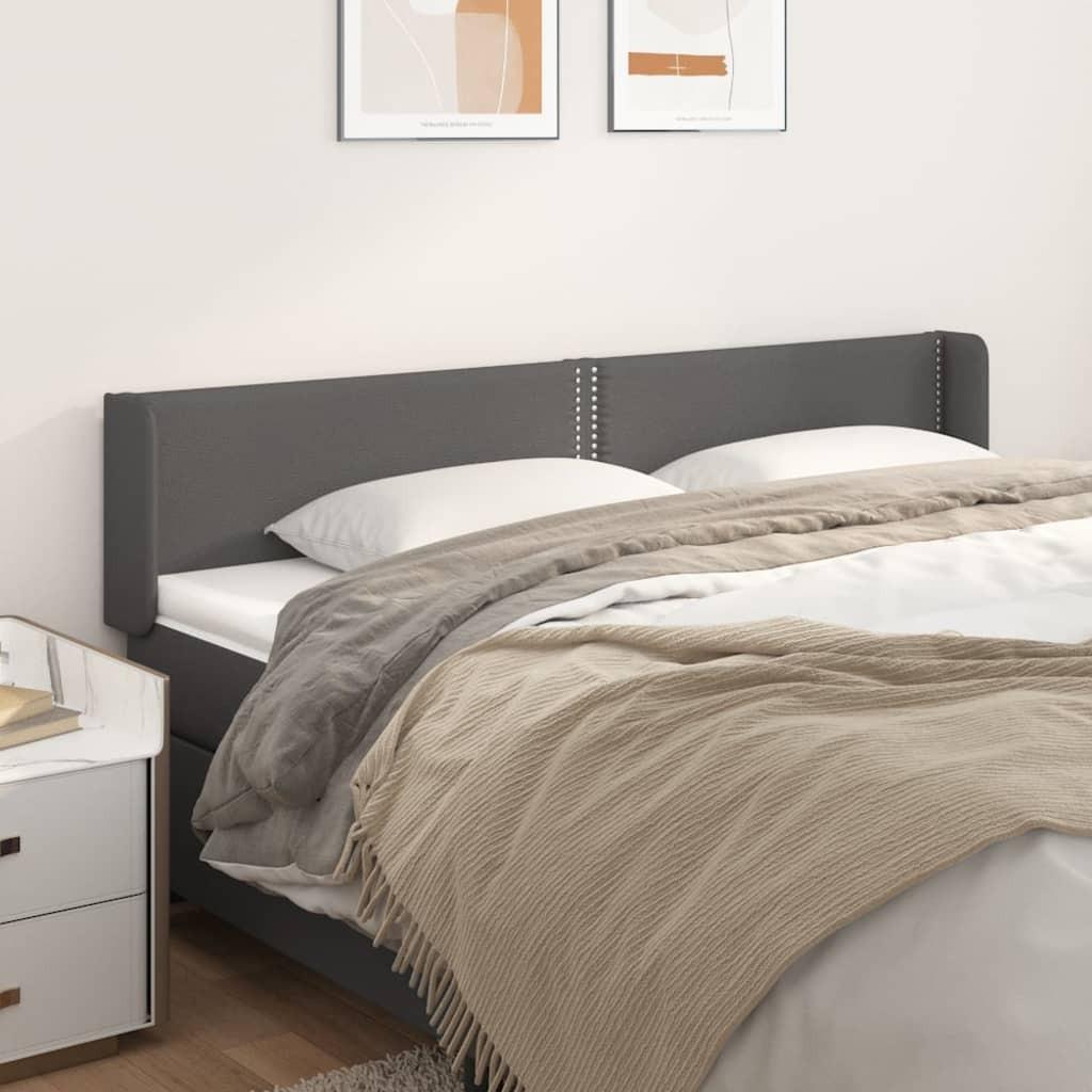 Sengegavl med kanter 203x16x78/88 cm kunstlæder grå