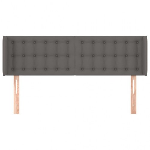 Sengegavl med kanter i kunstlæder - grå, 147 x 16 x 78/88 cm