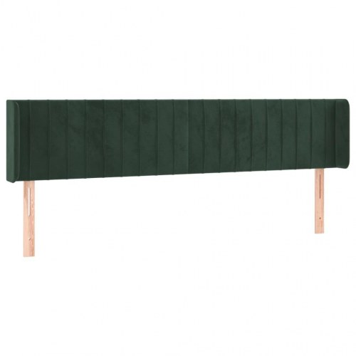 Sengegavl med kanter i fløjl 163 x 16 x 78/88 cm - mørkegrøn