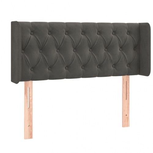 Sengegavl med kanter i fløjl 93 x 16 x 78/88 cm - mørkegrå