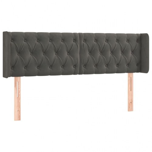 Sengegavl med kanter 163 x 16 x 78/88 cm - mørkegrå