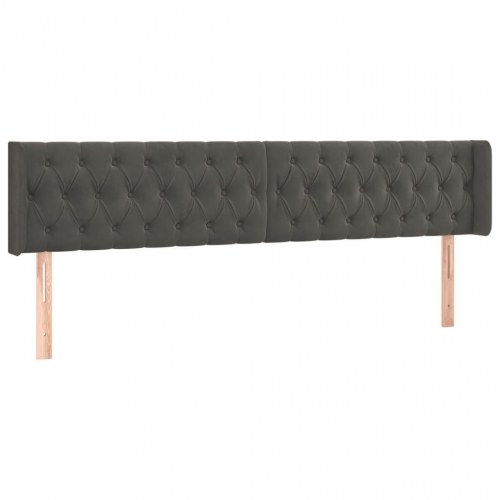 Sengegavl med kanter 203 x 16 x 78/88 cm fløjl - mørkegrå