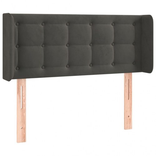 Sengegavl med kanter i fløjl 103 x 16 x 78/88 cm - mørkegrå