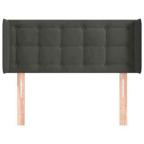 Sengegavl med kanter i fløjl 103 x 16 x 78/88 cm - mørkegrå