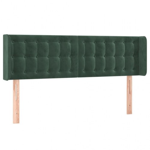 Sengegavl med kanter i fløjl 147 x 16 x 78/88 cm - mørkegrøn