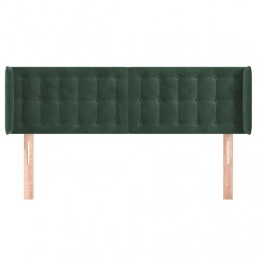Sengegavl med kanter i fløjl 147 x 16 x 78/88 cm - mørkegrøn