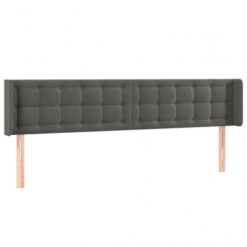Sengegavl med kanter i fløjl 163 x 16 x 78/88 cm - mørkegrå