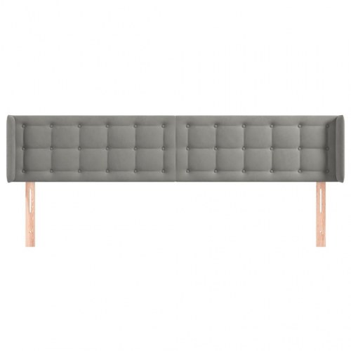 Sengegavl med kanter 203 x 16 x 78/88 cm - lysegrå