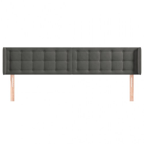 Sengegavl med kanter 203 x 16 x 78/88 cm - mørkegrå