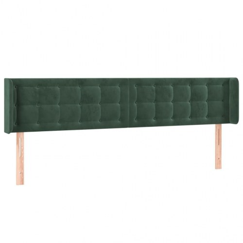 Sengegavl med kanter i fløjl 203 x 16 x 78/88 cm - mørkegrøn