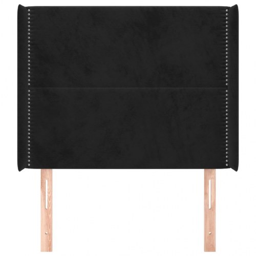 Sengegavl med kanter 83×16×118/128 cm - fløjl, sort