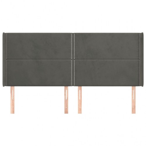 Sengegavl med kanter i fløjl - 203x16x118/128 cm, mørkegrå