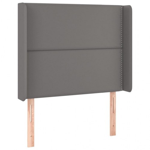 Sengegavl med kanter 83x16x118/128 cm kunstlæder grå