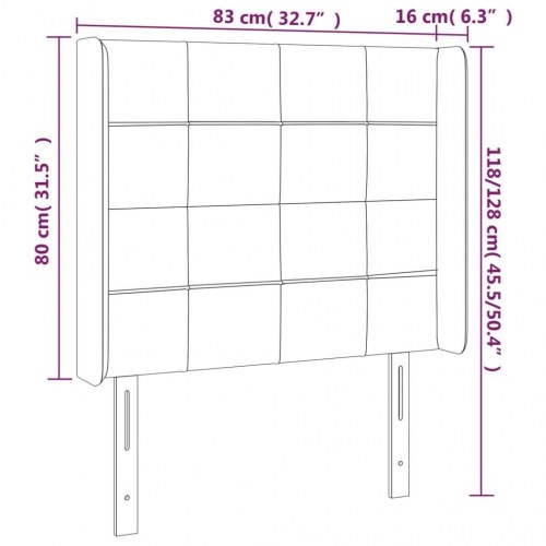 Sengegavl med kanter 83 x 16 x 118/128 cm - mørkeblå