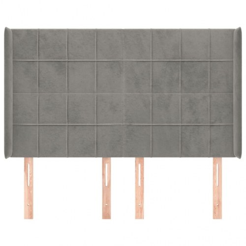 Sengegavl med kanter 147 x 16 x 118/128 cm - lysegrå