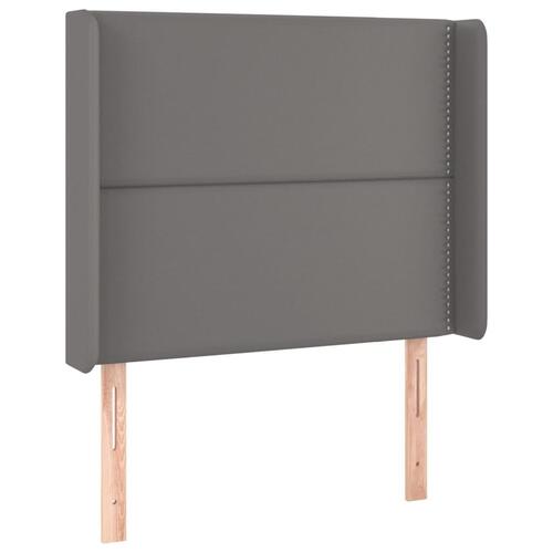 Sengegavl med kanter 103x16x118/128 cm kunstlæder grå