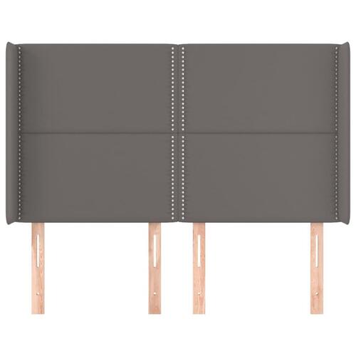 Sengegavl med kanter 147x16x118/128 cm kunstlæder grå