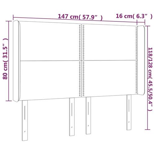 Sengegavl med kanter 147x16x118/128 cm kunstlæder grå