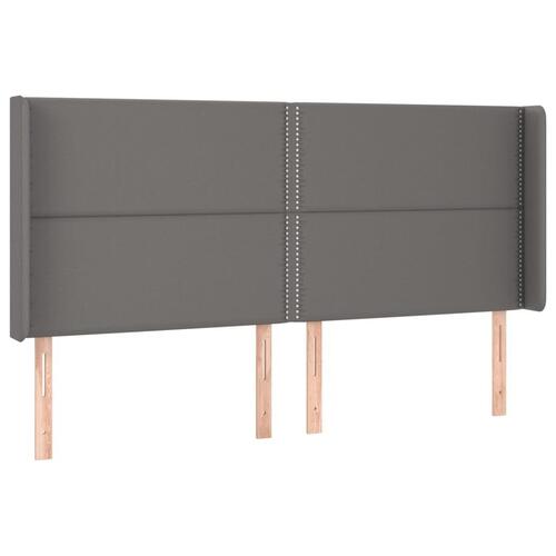 Sengegavl med kanter 183x16x118/128 cm kunstlæder grå