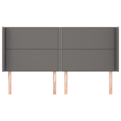 Sengegavl med kanter 183x16x118/128 cm kunstlæder grå