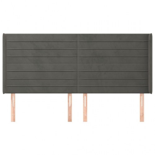 Sengegavl med kanter 163 x 16 x 118/128 cm - mørkegrå
