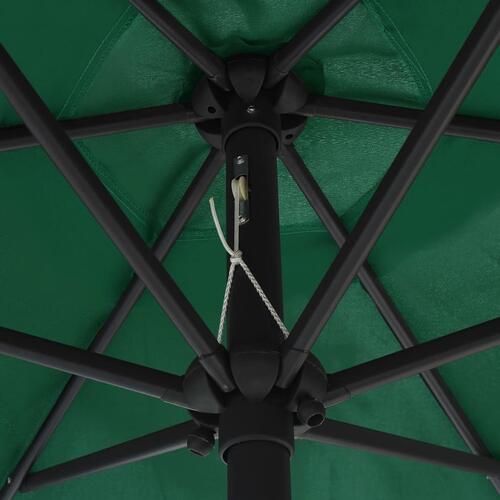 Parasol med LED-lys og aluminiumsstang 270 cm grøn