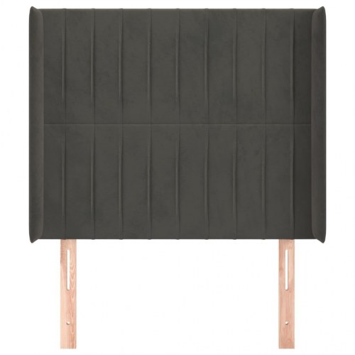 Sengegavl med kanter i fløjl 93 x 16 x 118/128 cm - mørkegrå