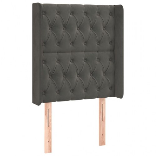 Sengegavl med kanter i fløjl 83 x 16 x 118/128 cm - mørkegrå
